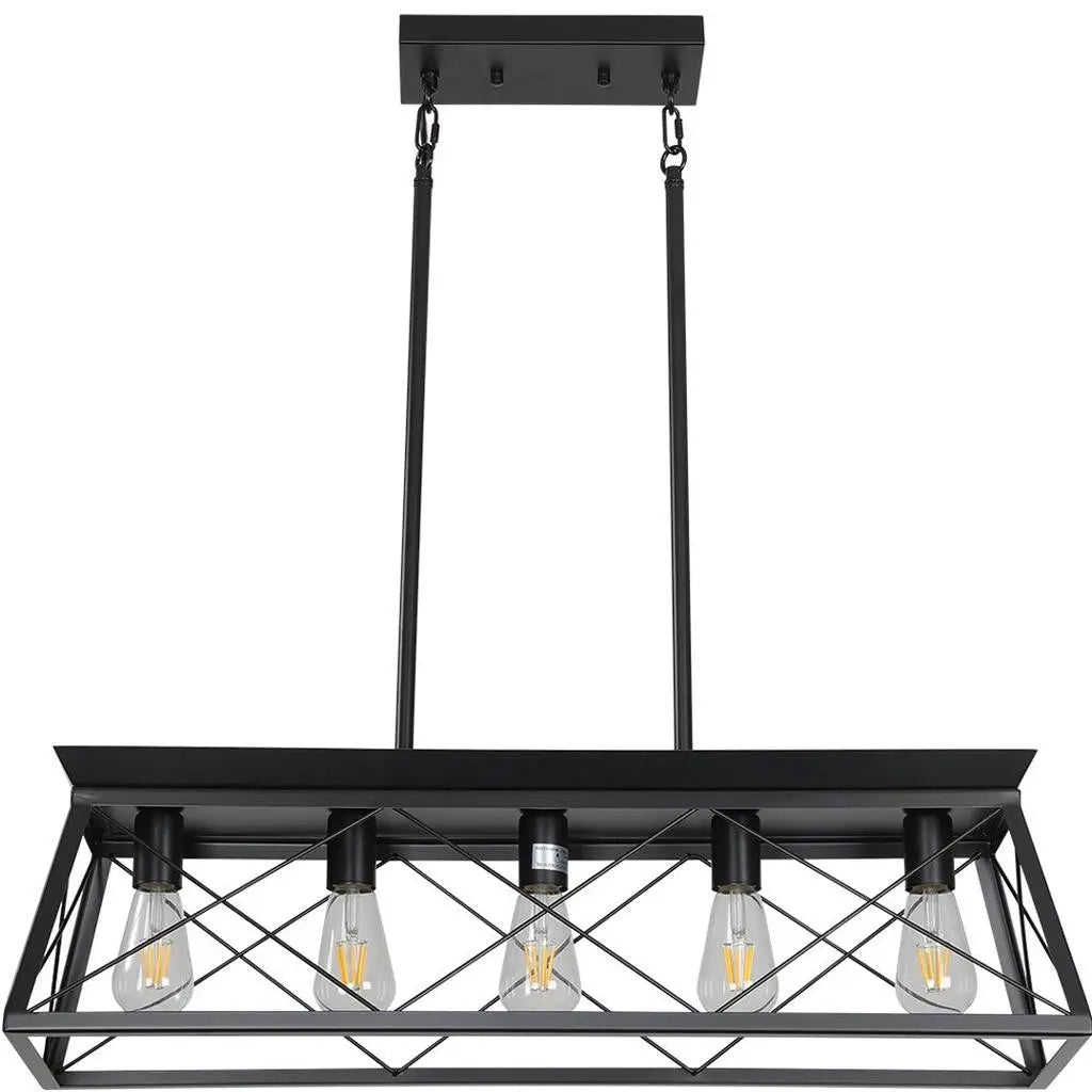 Black Metal Five Light Geometric And Kitchen Island Ceiling Light Homeroots Lighting