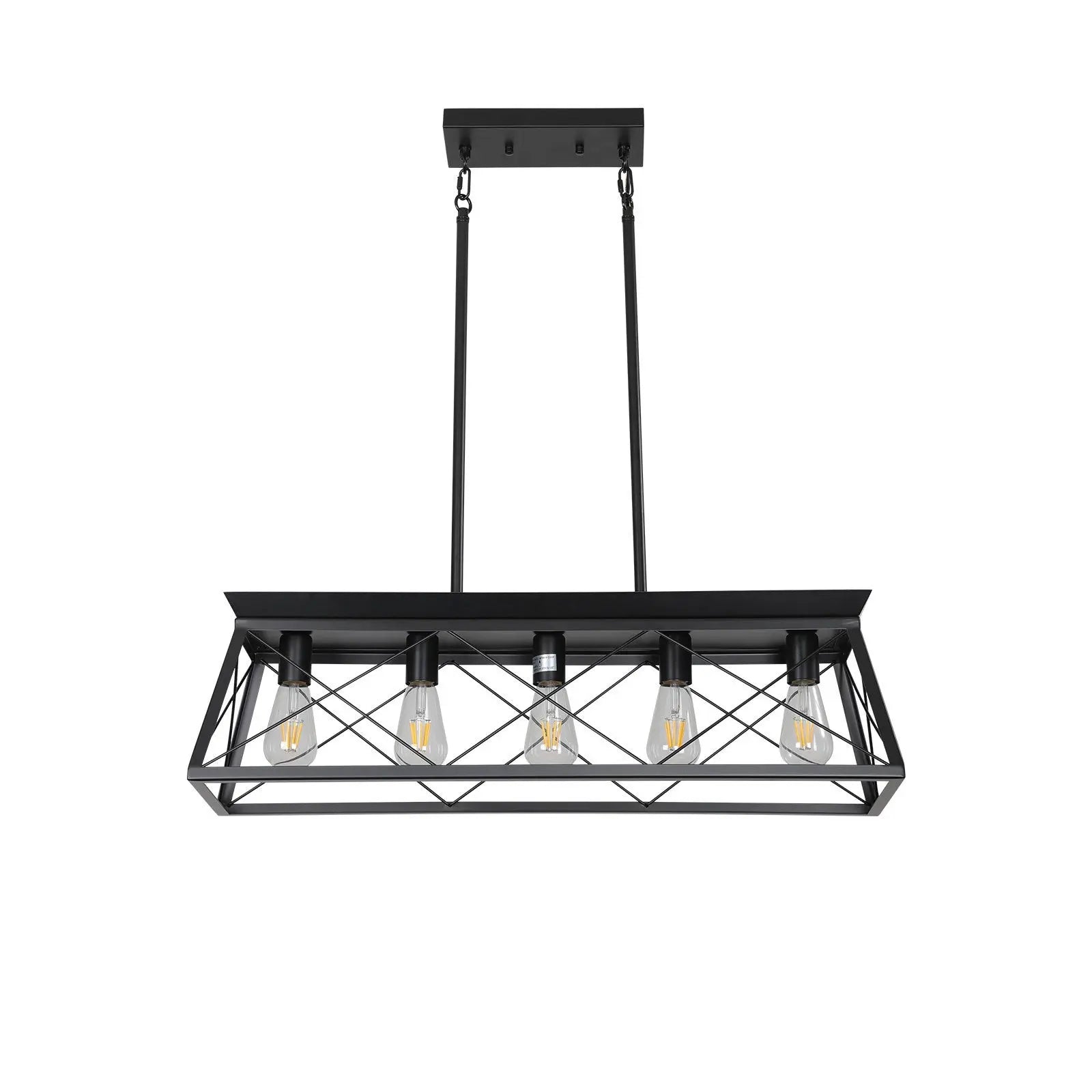 Black Metal Five Light Geometric And Kitchen Island Ceiling Light Homeroots Lighting
