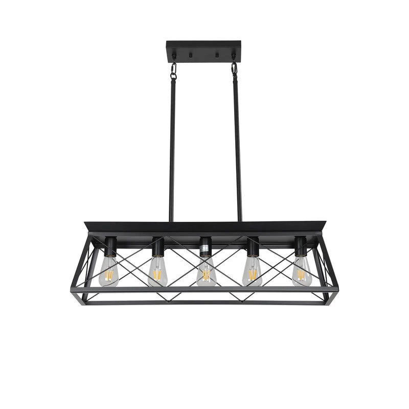 Black Metal Five Light Geometric And Kitchen Island Ceiling Light Homeroots Lighting