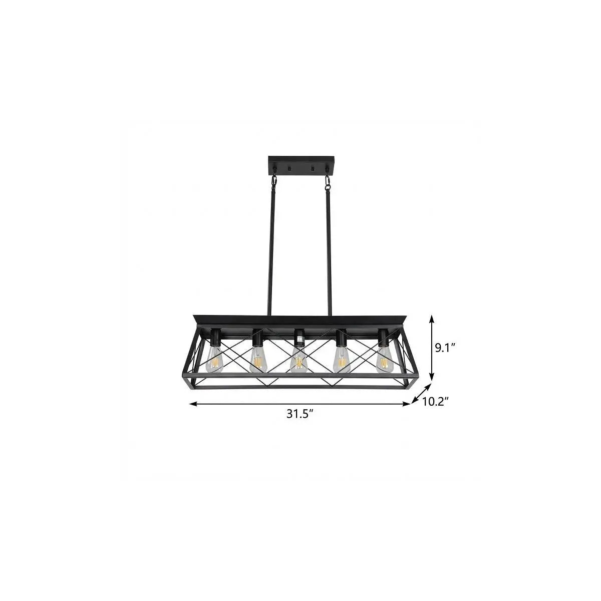 Black Metal Five Light Geometric And Kitchen Island Ceiling Light Homeroots Lighting