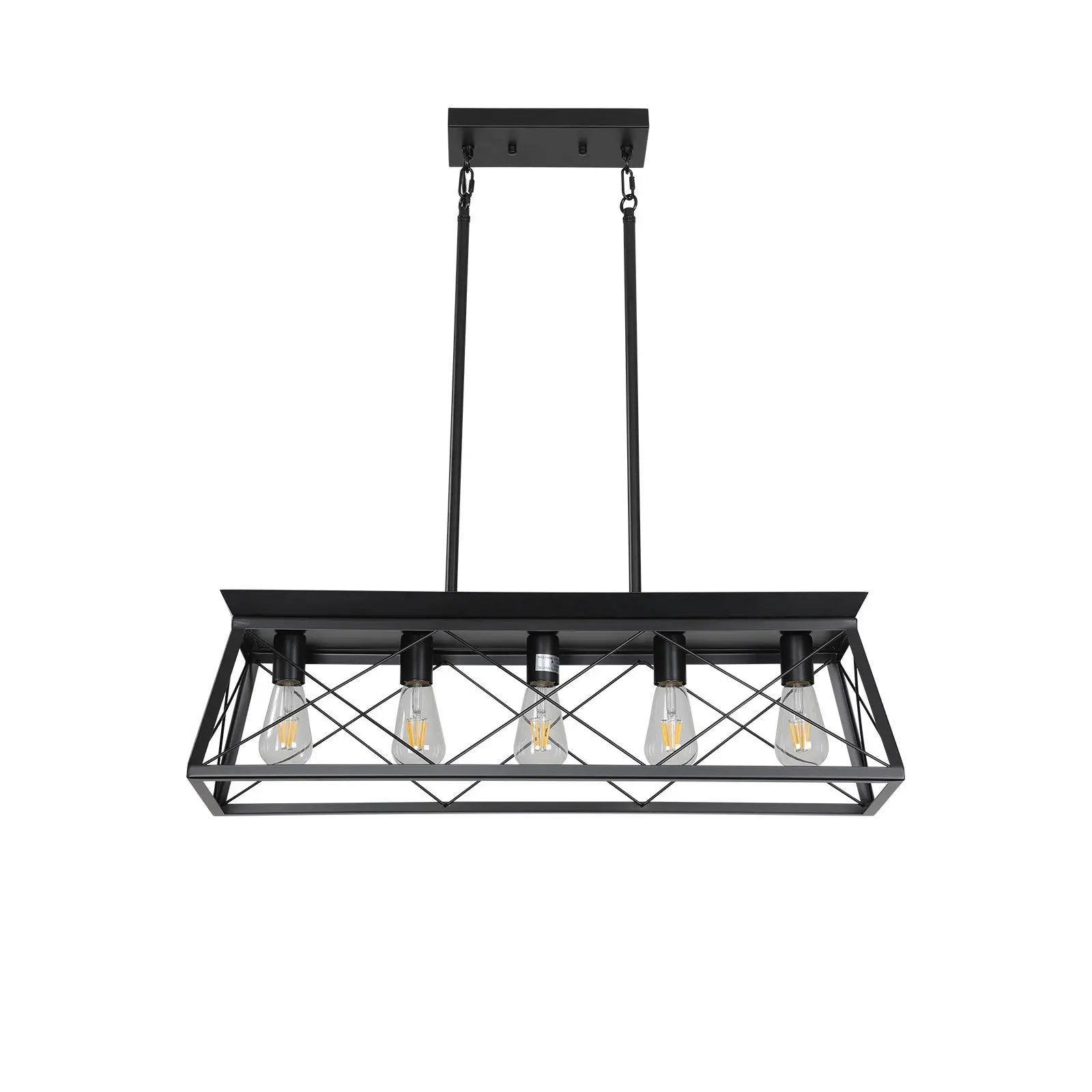 Black Metal Five Light Geometric And Kitchen Island Ceiling Light Homeroots Lighting
