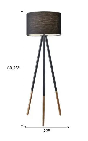 Black Metal Tripod Floor Lamp With Black Fabric Drum Shade Homeroots Lighting