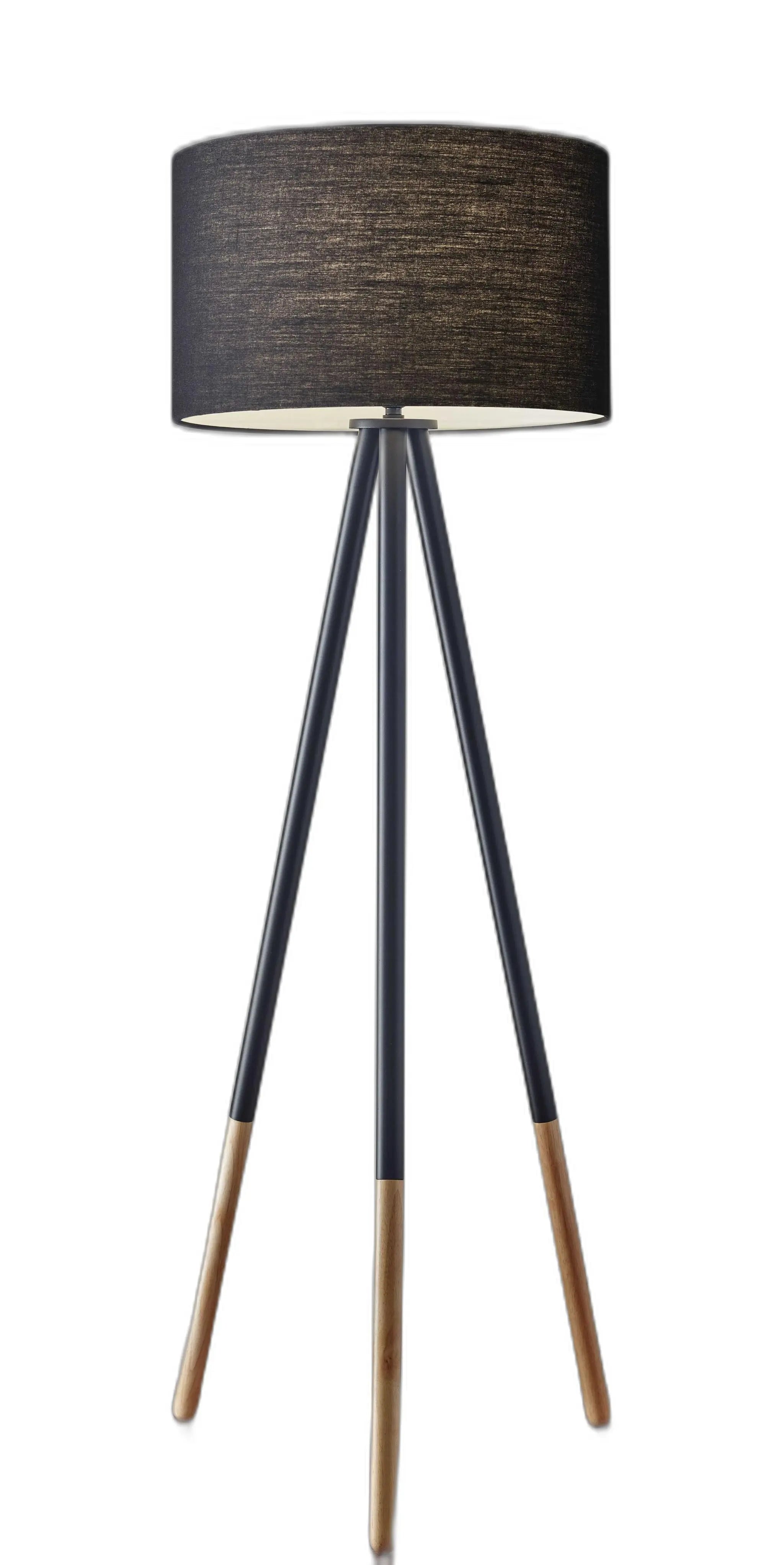 Black Metal Tripod Floor Lamp With Black Fabric Drum Shade Homeroots Lighting