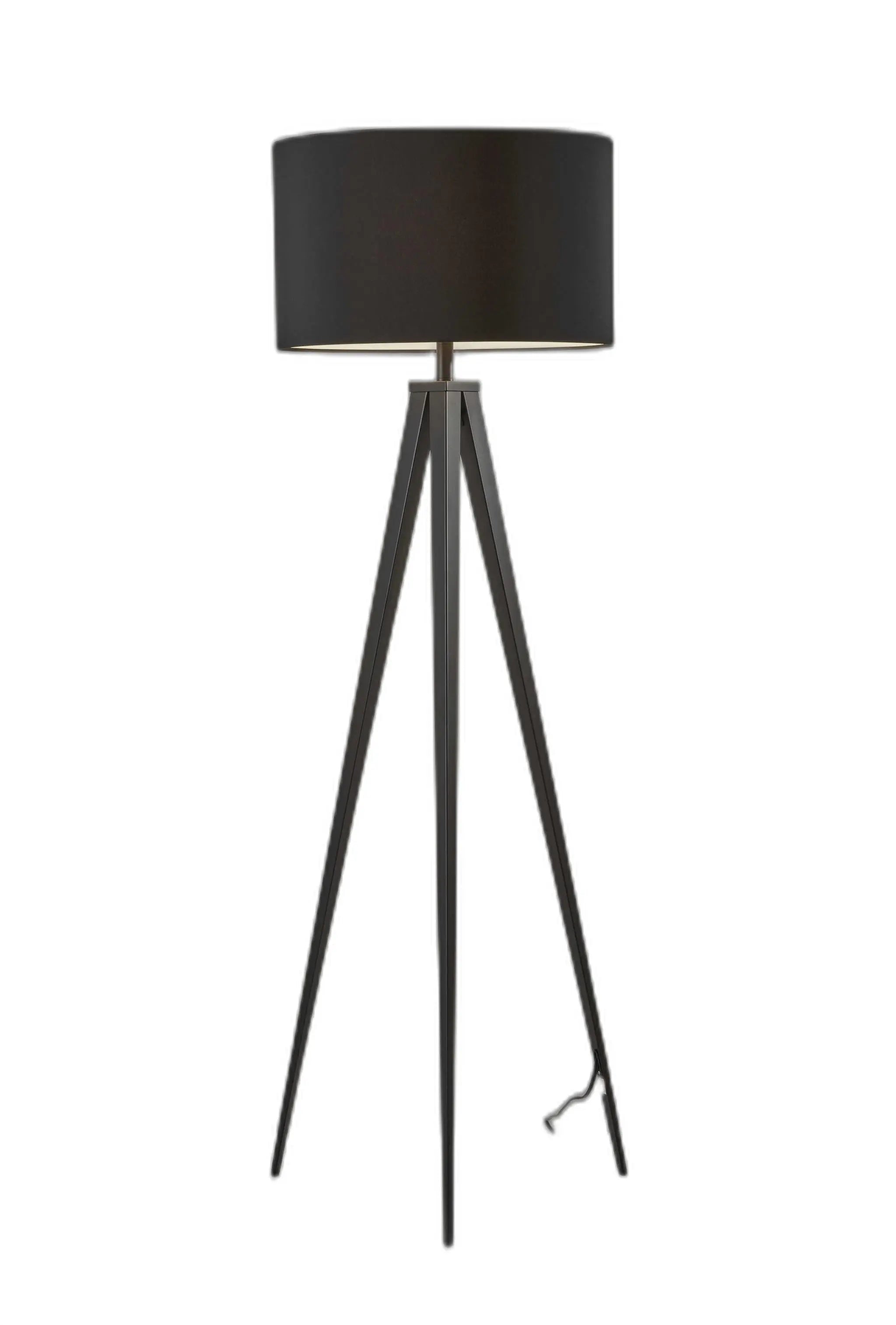 Black Metal Tripod Floor Lamp With Black Fabric Drum Shade Homeroots Lighting