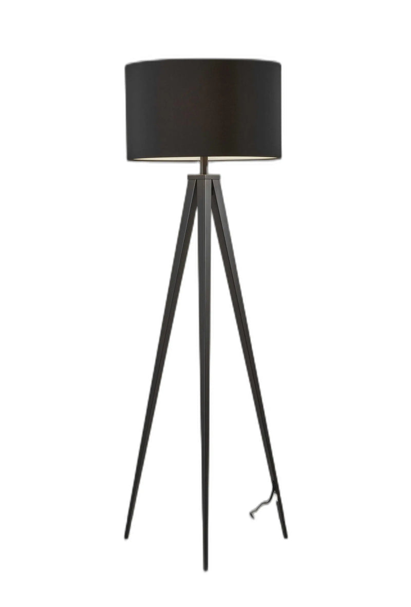 Black Metal Tripod Floor Lamp With Black Fabric Drum Shade Homeroots Lighting