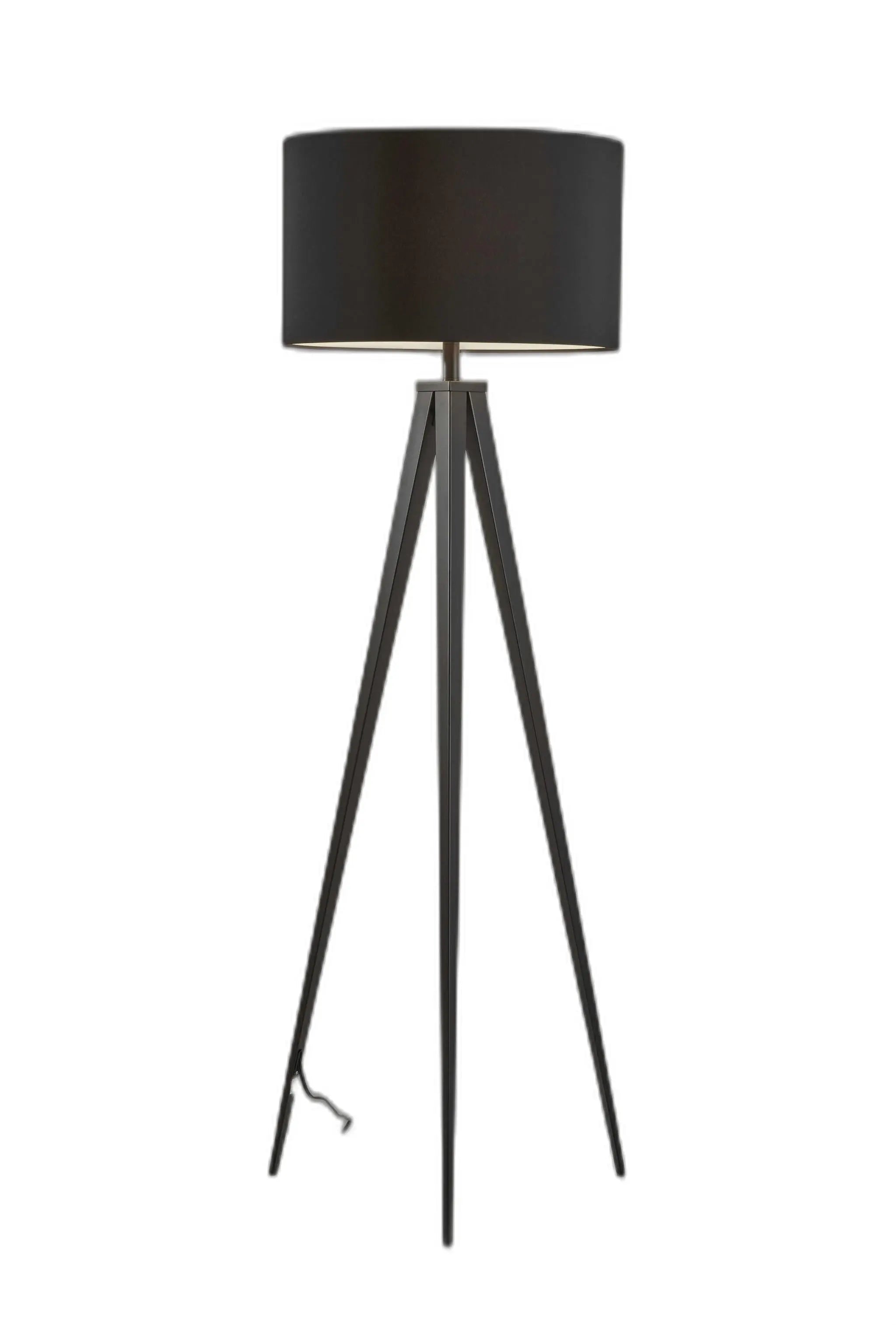 Black Metal Tripod Floor Lamp With Black Fabric Drum Shade Homeroots Lighting
