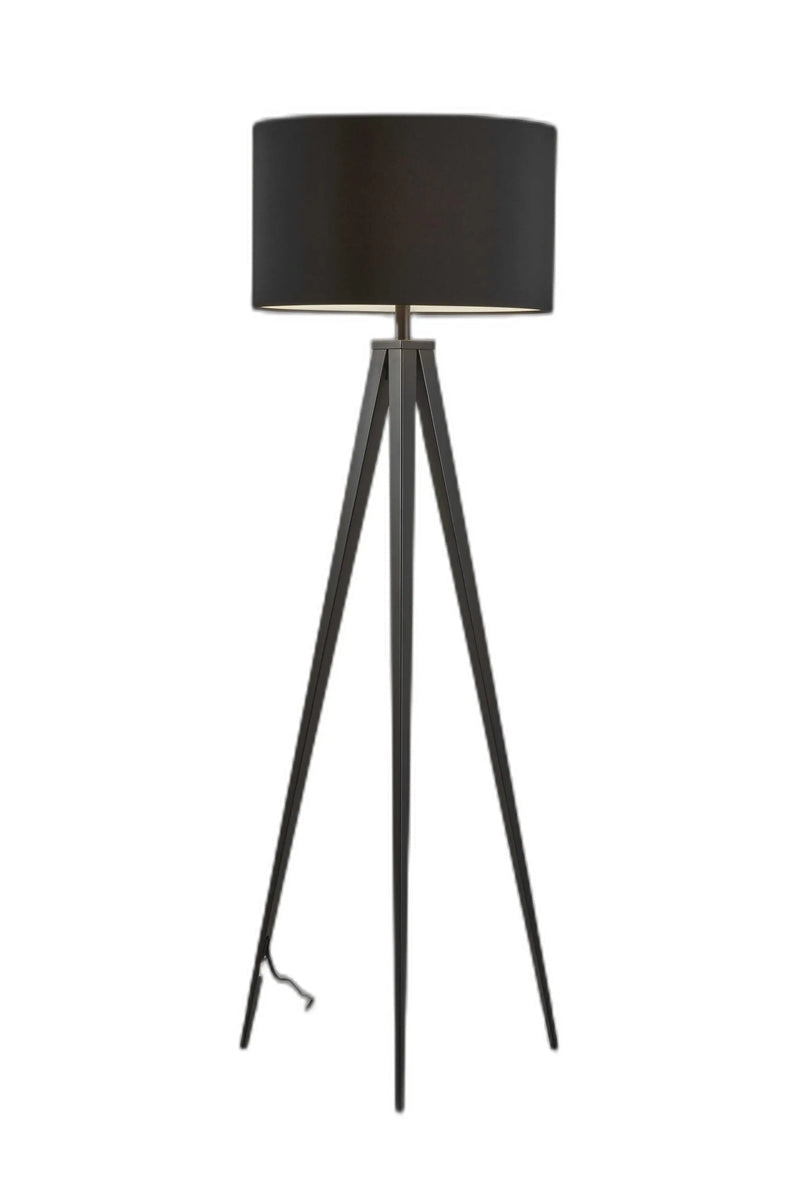 Black Metal Tripod Floor Lamp With Black Fabric Drum Shade Homeroots Lighting