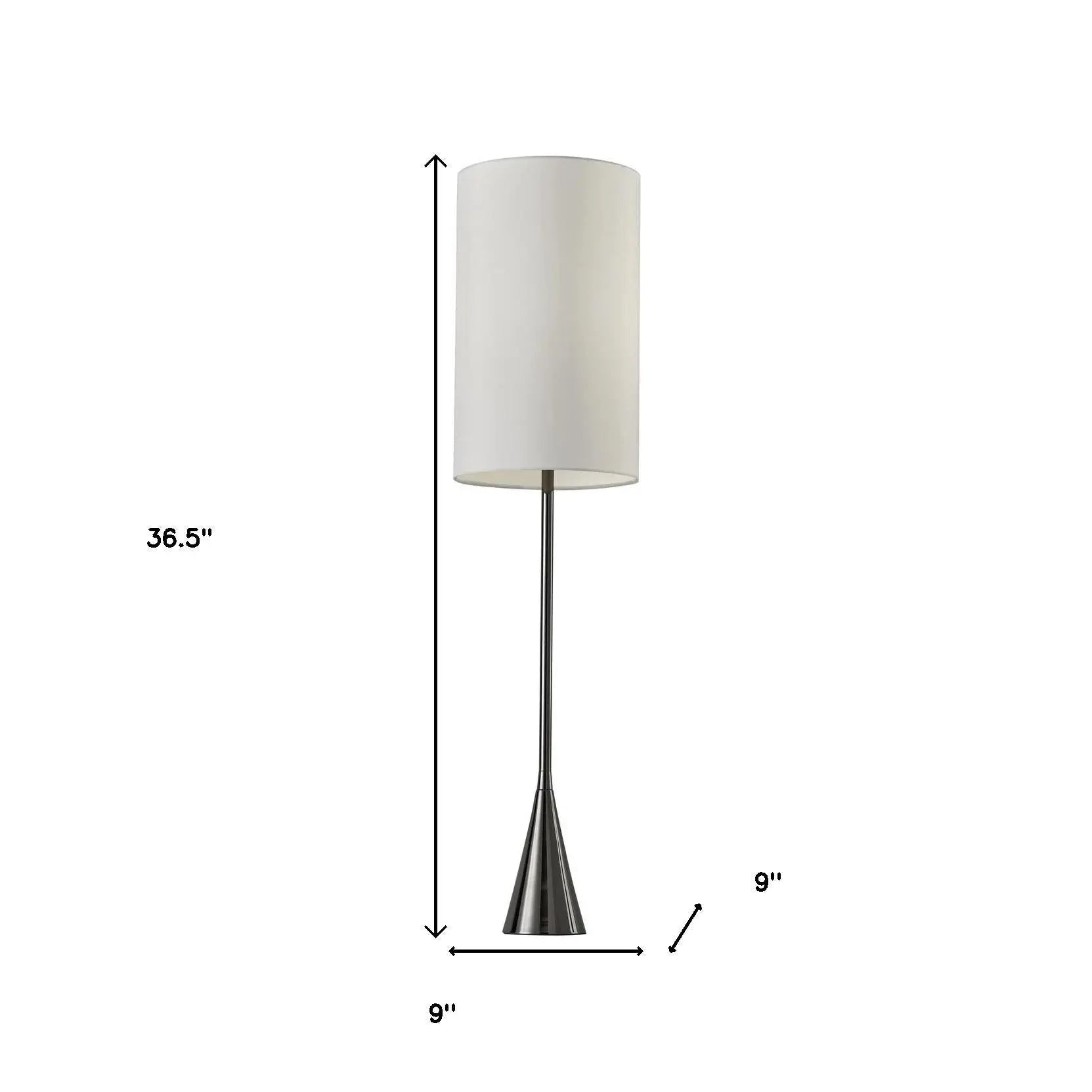 Black Nickel Finish Metal Tall White Shade Table Lamp - GreatEagleInc
