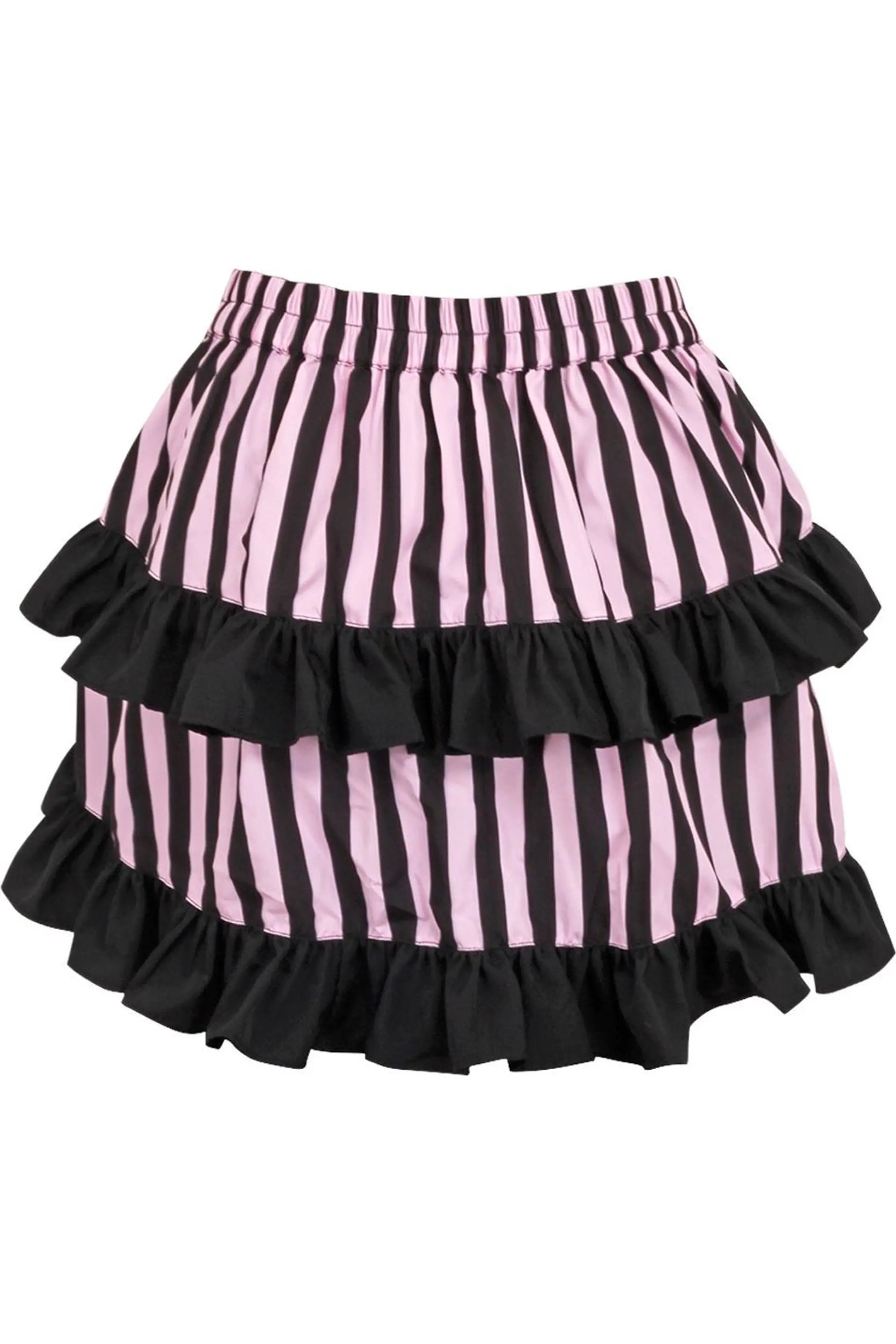 Black/Pink Striped Ruched Bustle Skirt Daisy Corsets