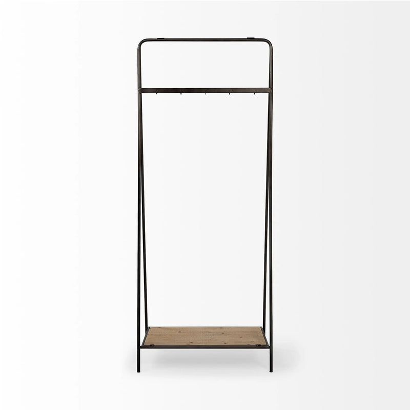 Black Pipe Metal And Wood Shelf Hall Tree Homeroots Organization