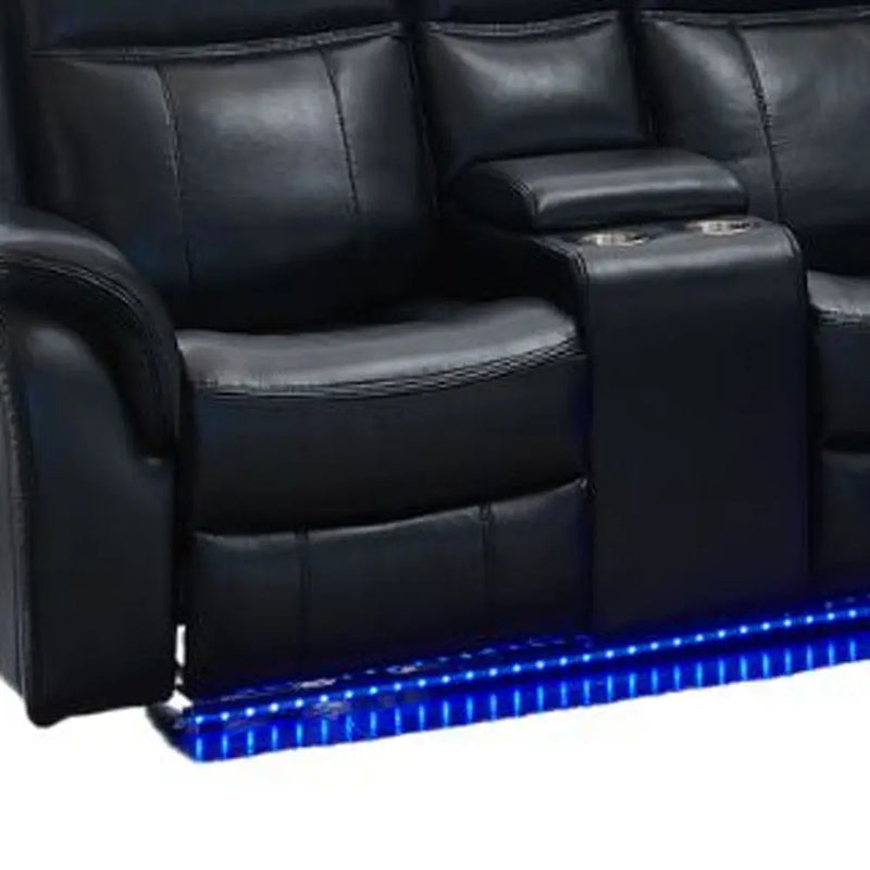 Black Polyester Blend Power Reclining L Shaped Three Piece Corner Sectional With Console Homeroots Living Room