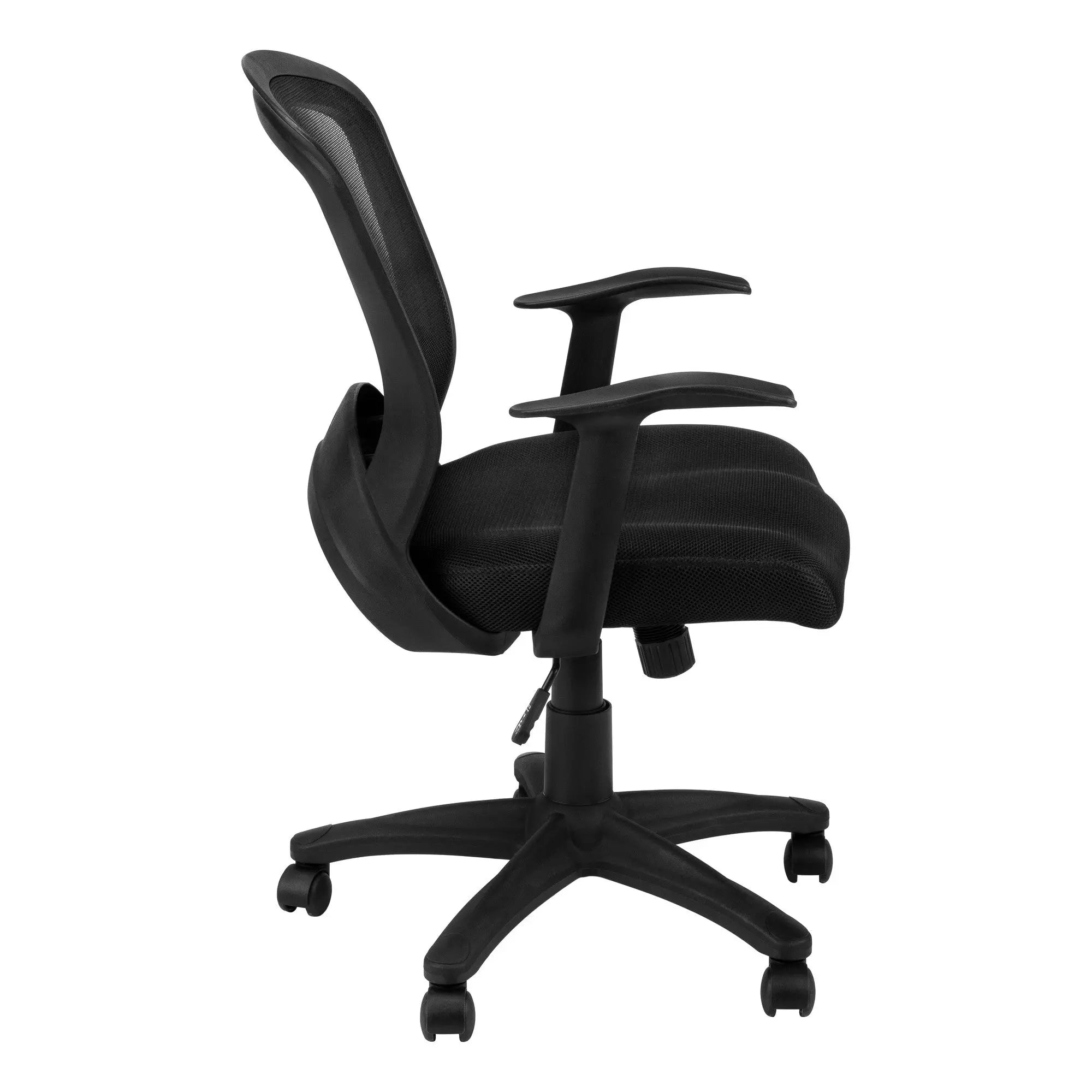 Black Polyester Seat Swivel Adjustable Task Chair Mesh Back Plastic Frame Homeroots Office