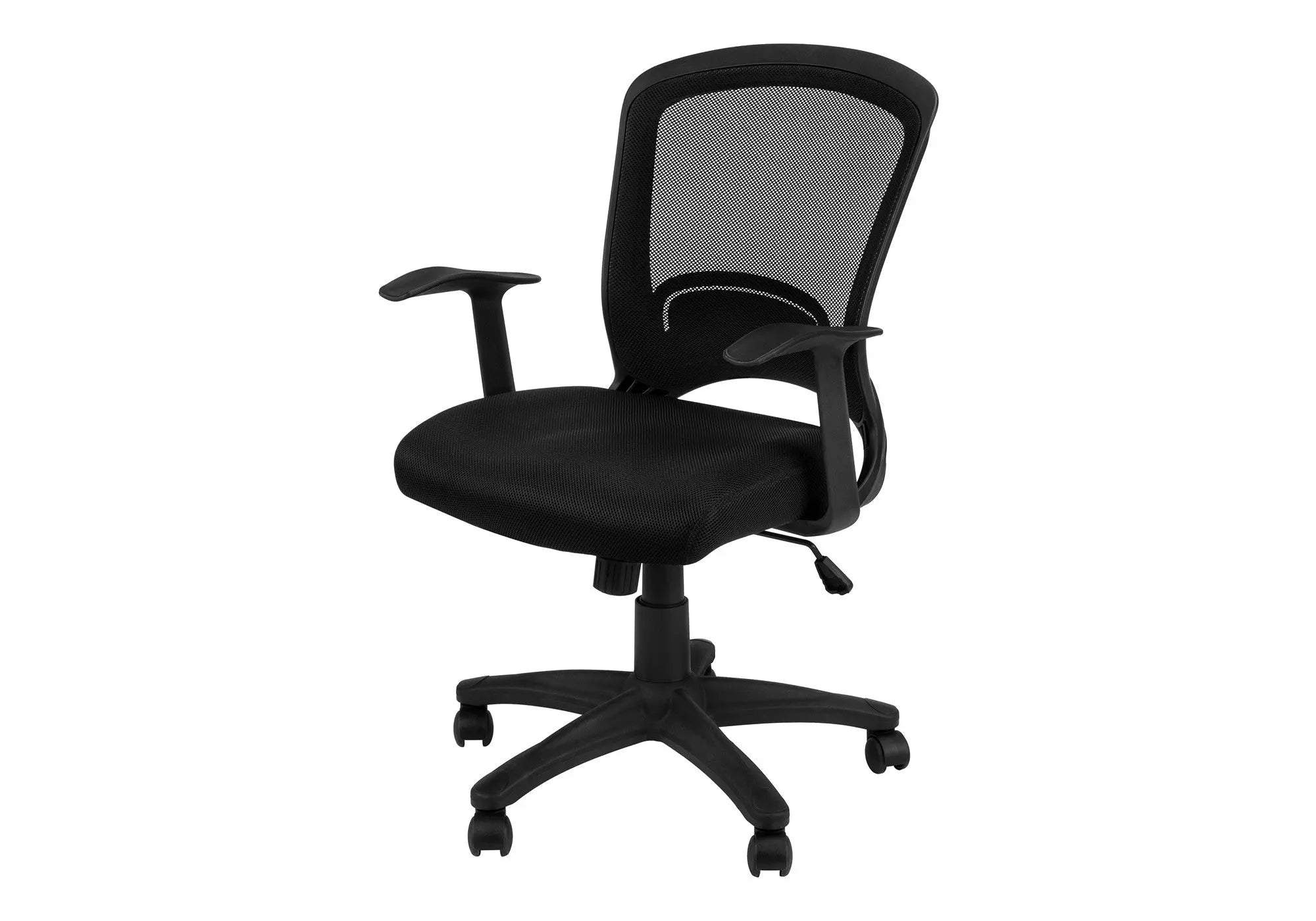 Black Polyester Seat Swivel Adjustable Task Chair Mesh Back Plastic Frame Homeroots Office