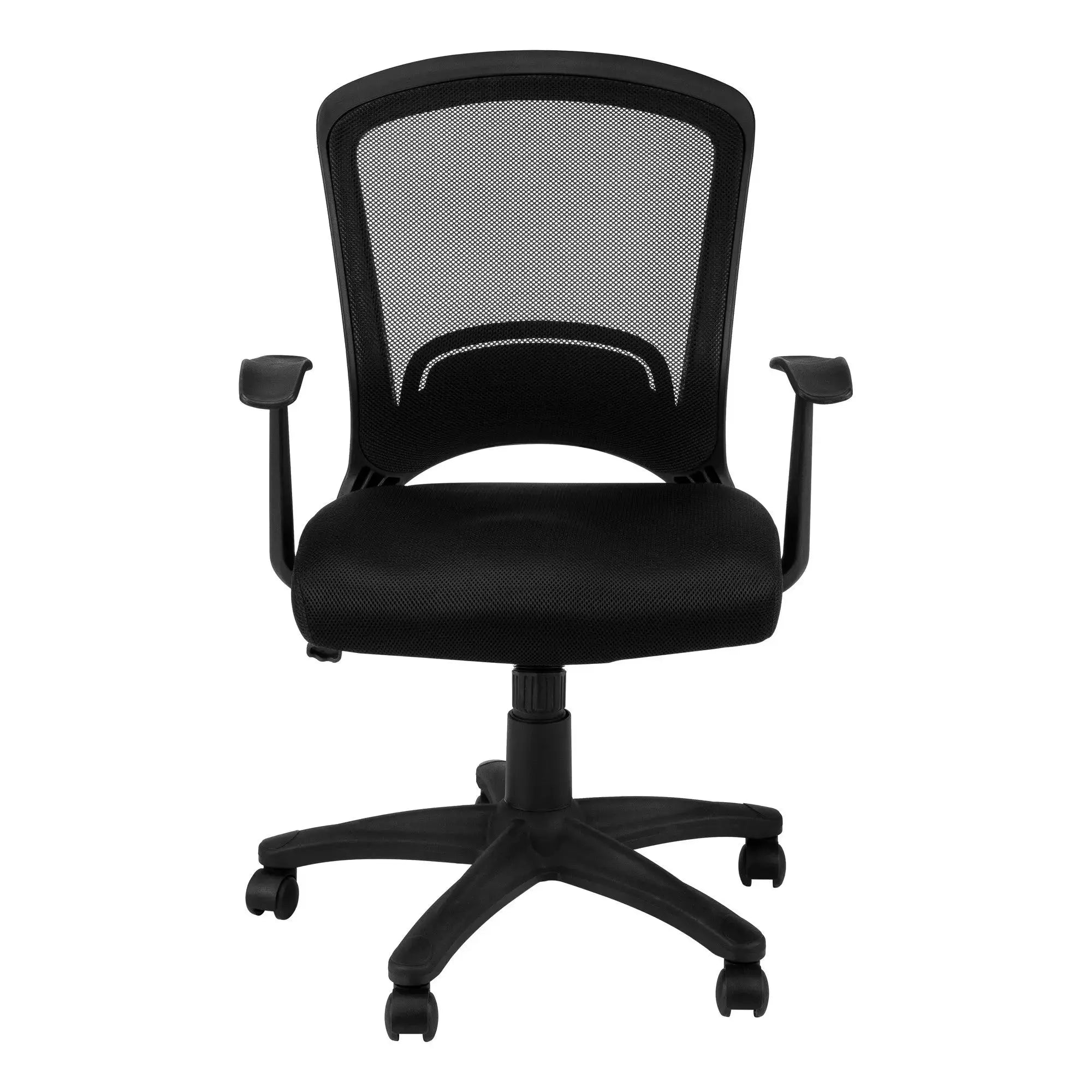 Black Polyester Seat Swivel Adjustable Task Chair Mesh Back Plastic Frame Homeroots Office