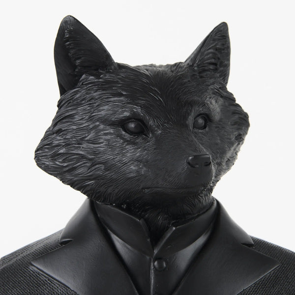 Black Resin Suited Fox Bust Sculpture Homeroots Home Decor