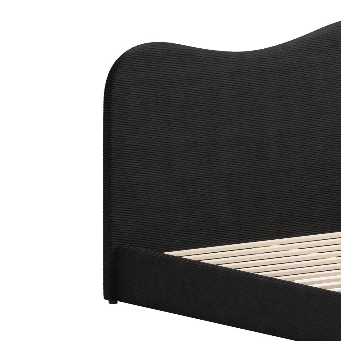 Black Ribbed Texture Velvet Upholstered King Bed Frame Homeroots Bed & Bath