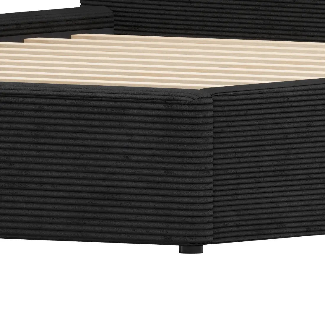 Black Ribbed Texture Velvet Upholstered King Bed Frame Homeroots Bed & Bath