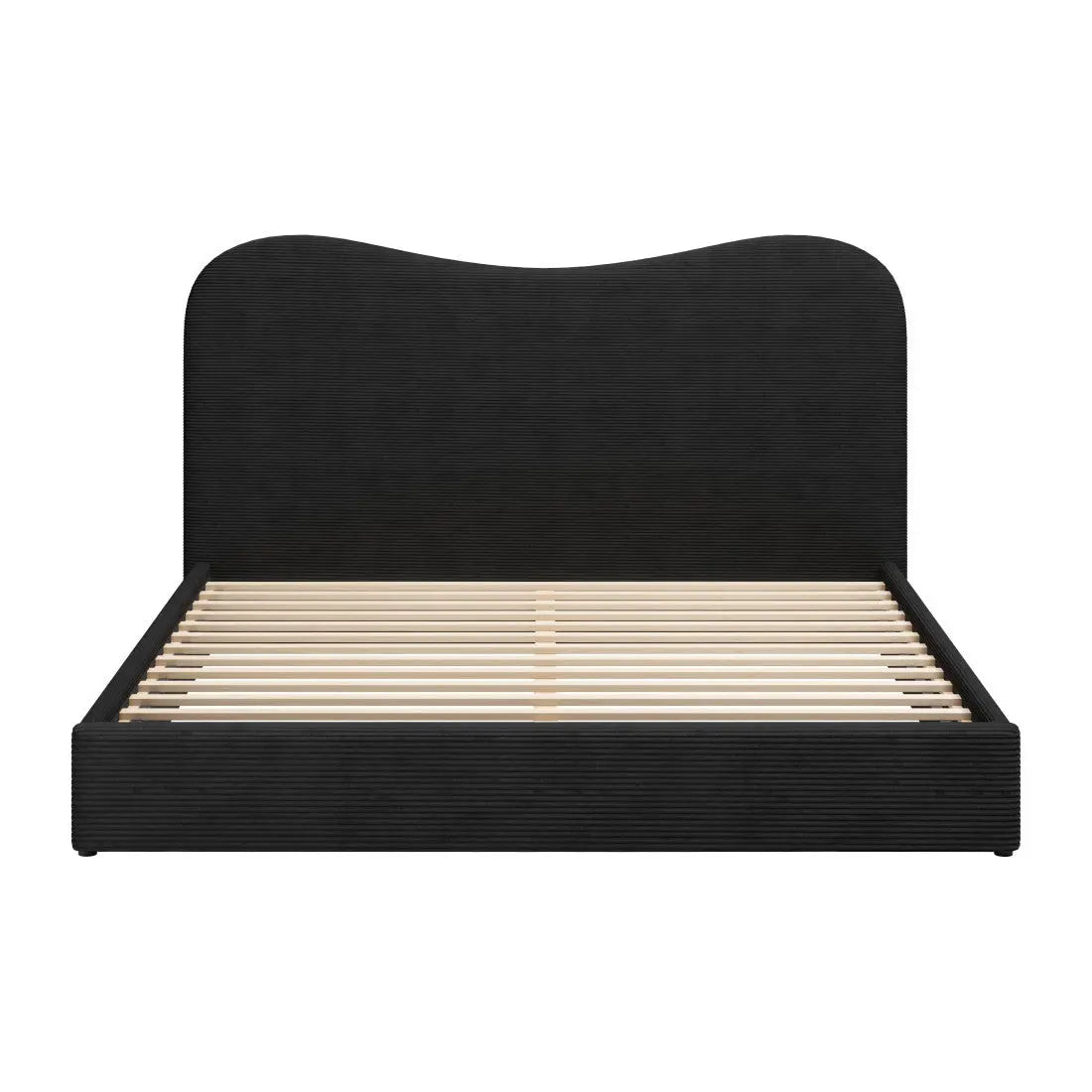 Black Ribbed Texture Velvet Upholstered King Bed Frame Homeroots Bed & Bath