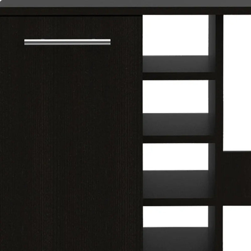 Black Rolling Bar Cart With Wine Storage - GreatEagleInc