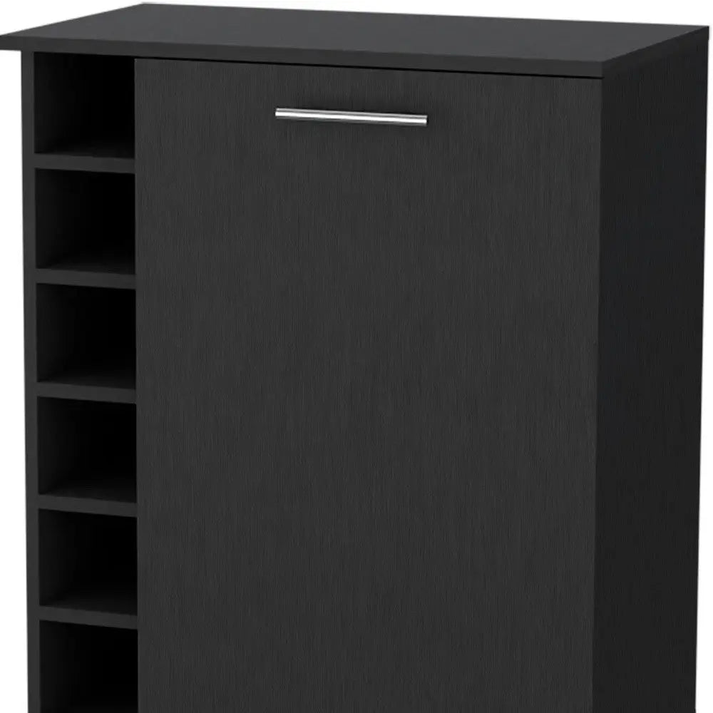 Black Rolling Bar Cart With Wine Storage Homeroots Kitchen & Dining