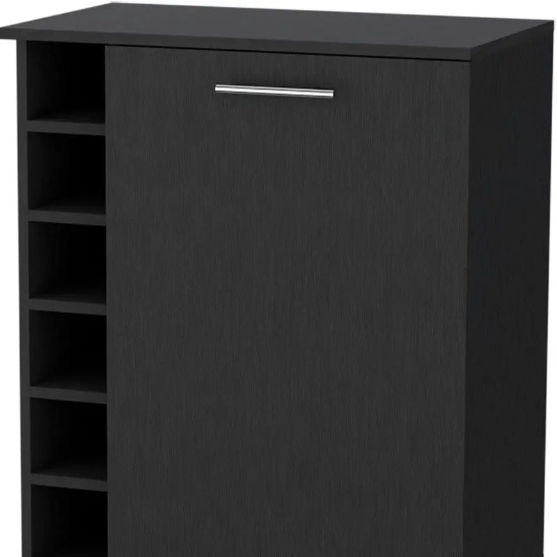 Black Rolling Bar Cart With Wine Storage Homeroots Kitchen & Dining