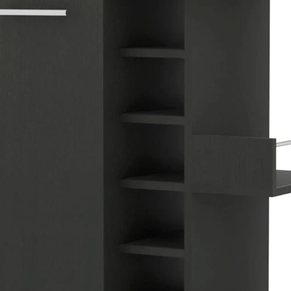 Black Rolling Bar Cart With Wine Storage Homeroots Kitchen & Dining