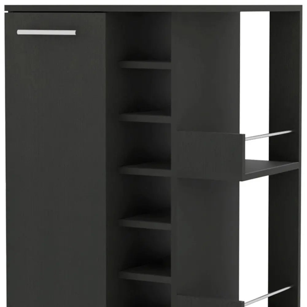Black Rolling Bar Cart With Wine Storage Homeroots Kitchen & Dining