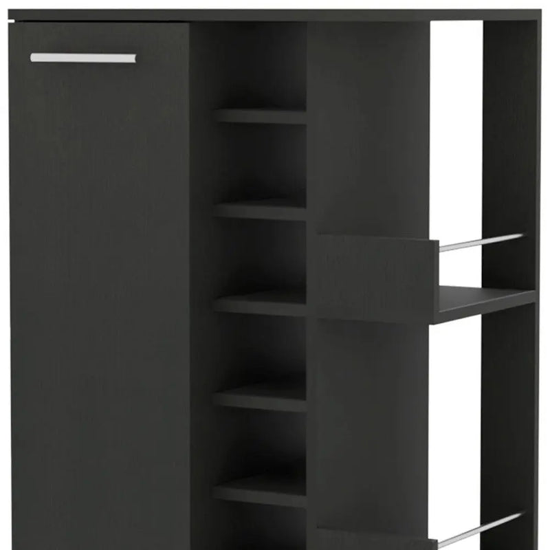 Black Rolling Bar Cart With Wine Storage Homeroots Kitchen & Dining