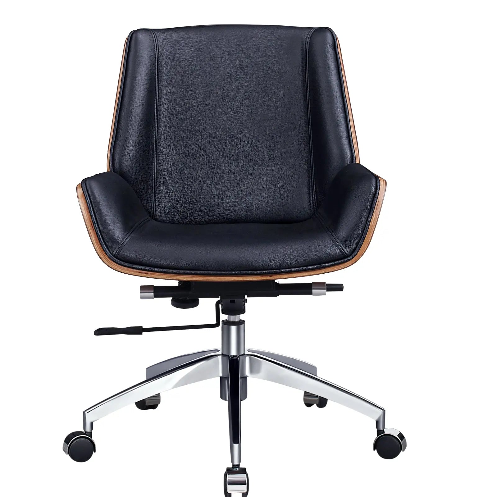 Black Rosewood and Silver Adjustable Height Swivel Rolling Conference Office Chair Homeroots Office