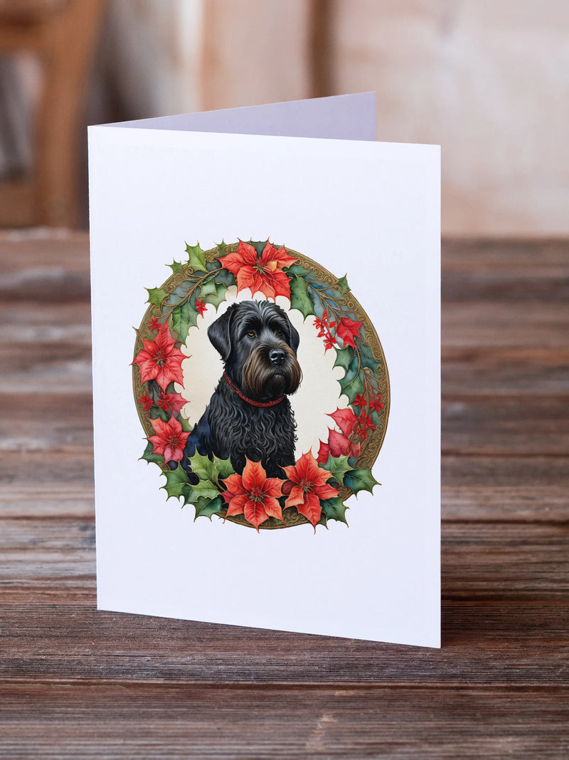 Black Russian Terrier Christmas Flowers Greeting Cards Pack of 8 Caroline's Treasures