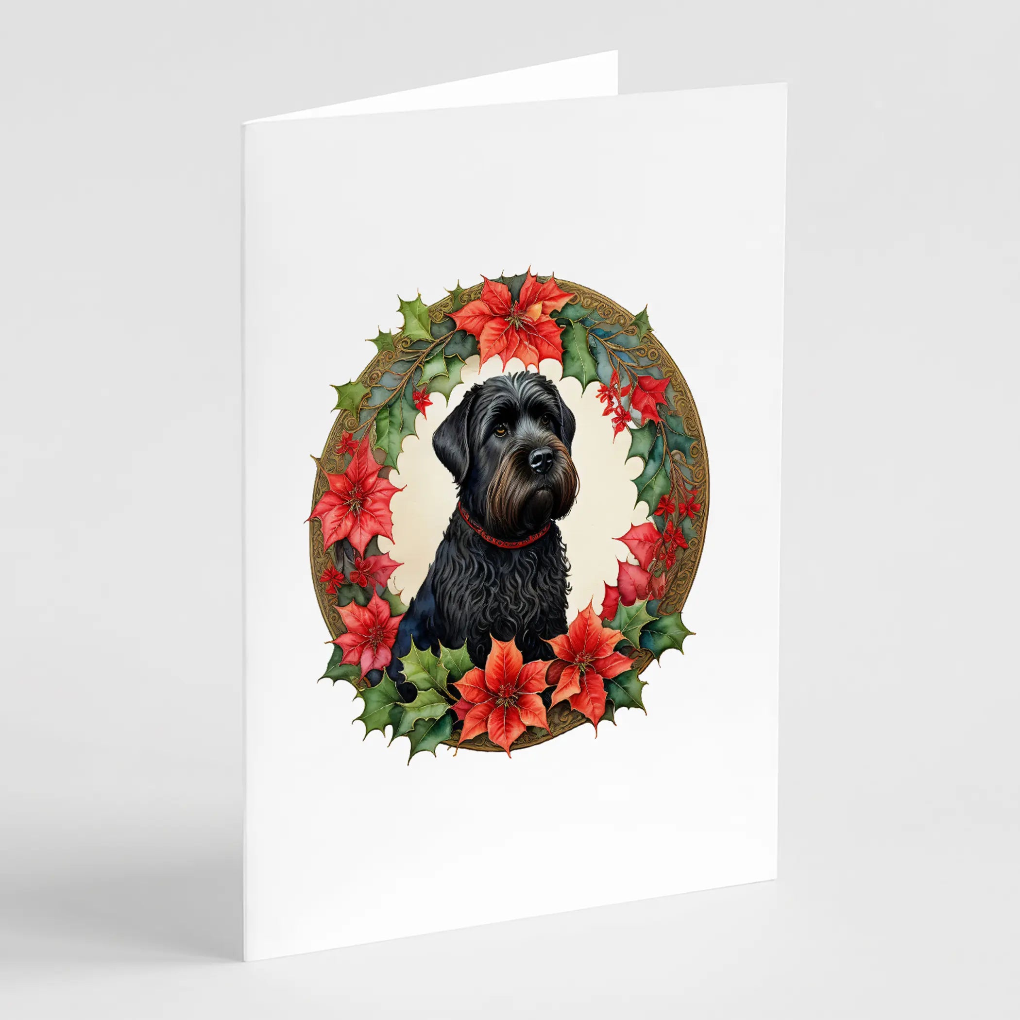 Black Russian Terrier Christmas Flowers Greeting Cards Pack of 8 Caroline's Treasures