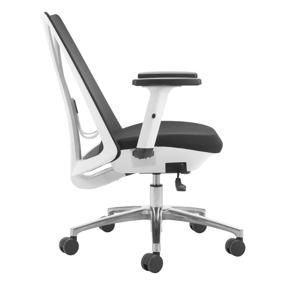 Black Silver and White Adjustable Height Swivel Rolling Office Chair Homeroots Office