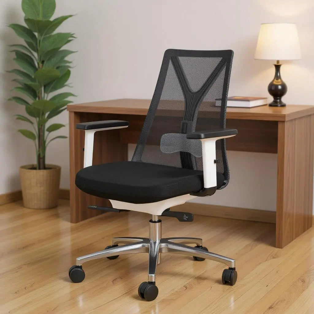 Black Silver and White Adjustable Height Swivel Rolling Office Chair Homeroots Office