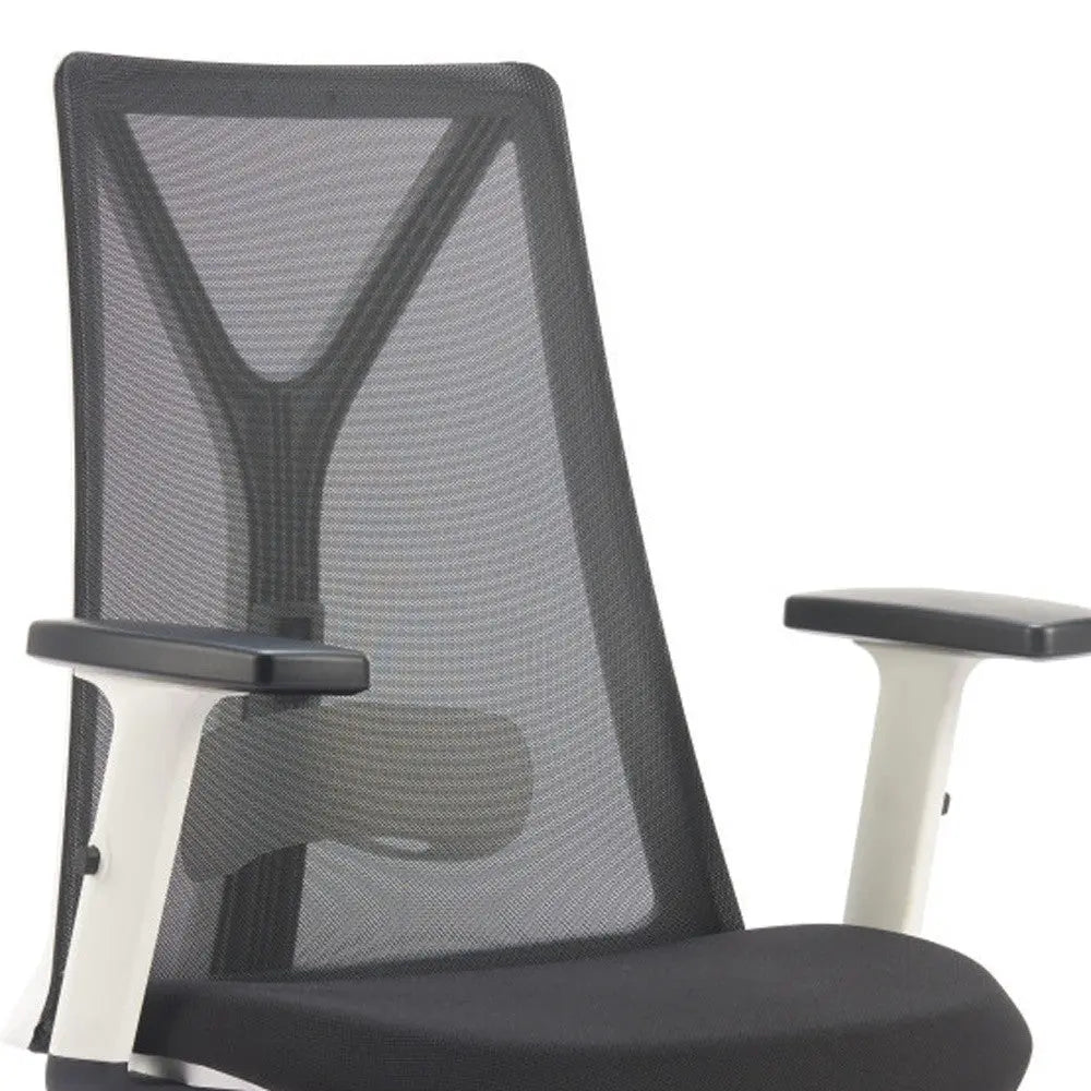 Black Silver and White Adjustable Height Swivel Rolling Office Chair Homeroots Office