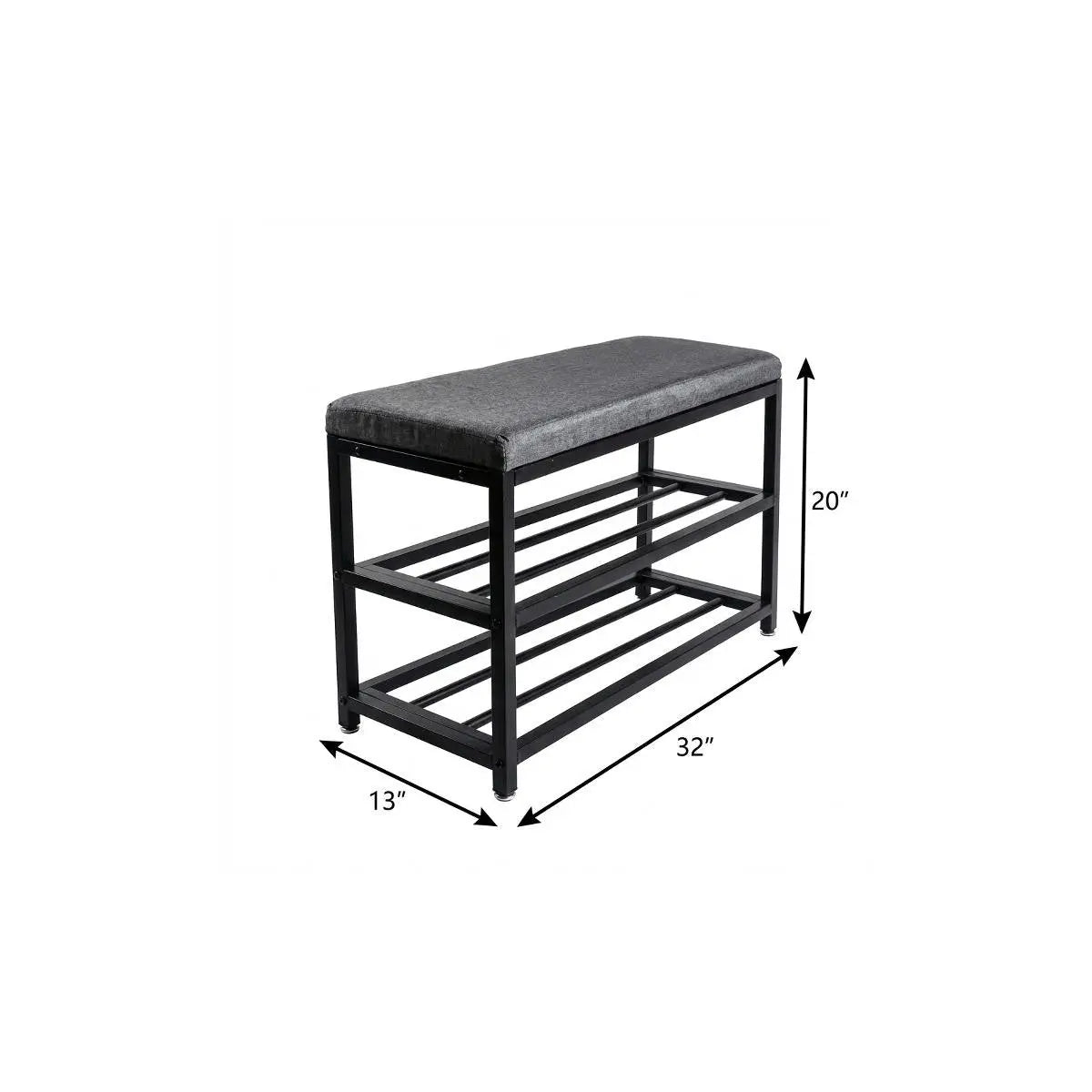Black Six Pair MetalShoe Storage Bench Homeroots Organization