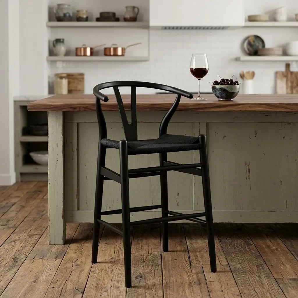 Black Solid Wood Counter Height Bar Chair Homeroots Living Room