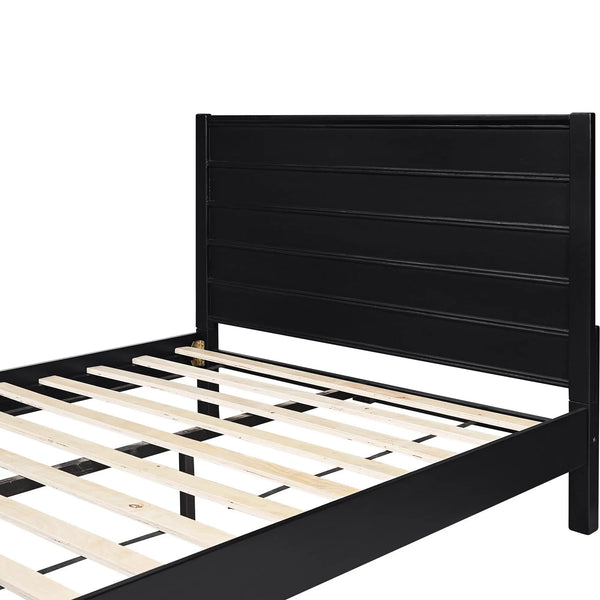 Black Solid Wood King Bed Frame Homeroots Bed & Bath