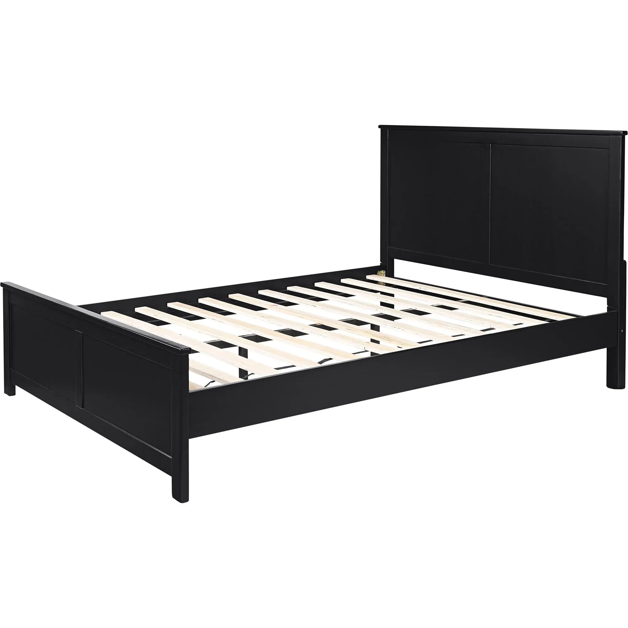 Black Solid Wood King Bed Frame Homeroots Bed & Bath