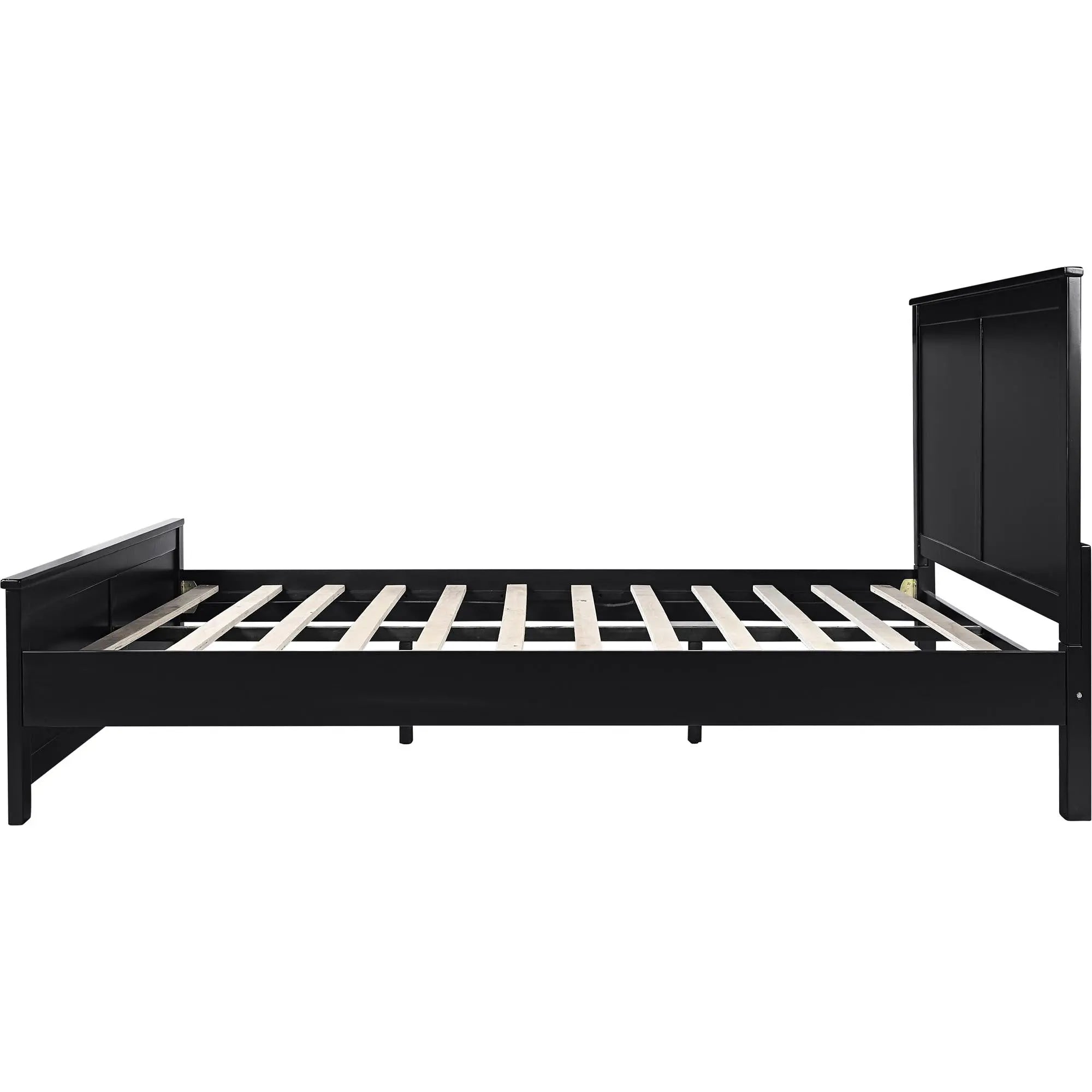 Black Solid Wood King Bed Frame Homeroots Bed & Bath