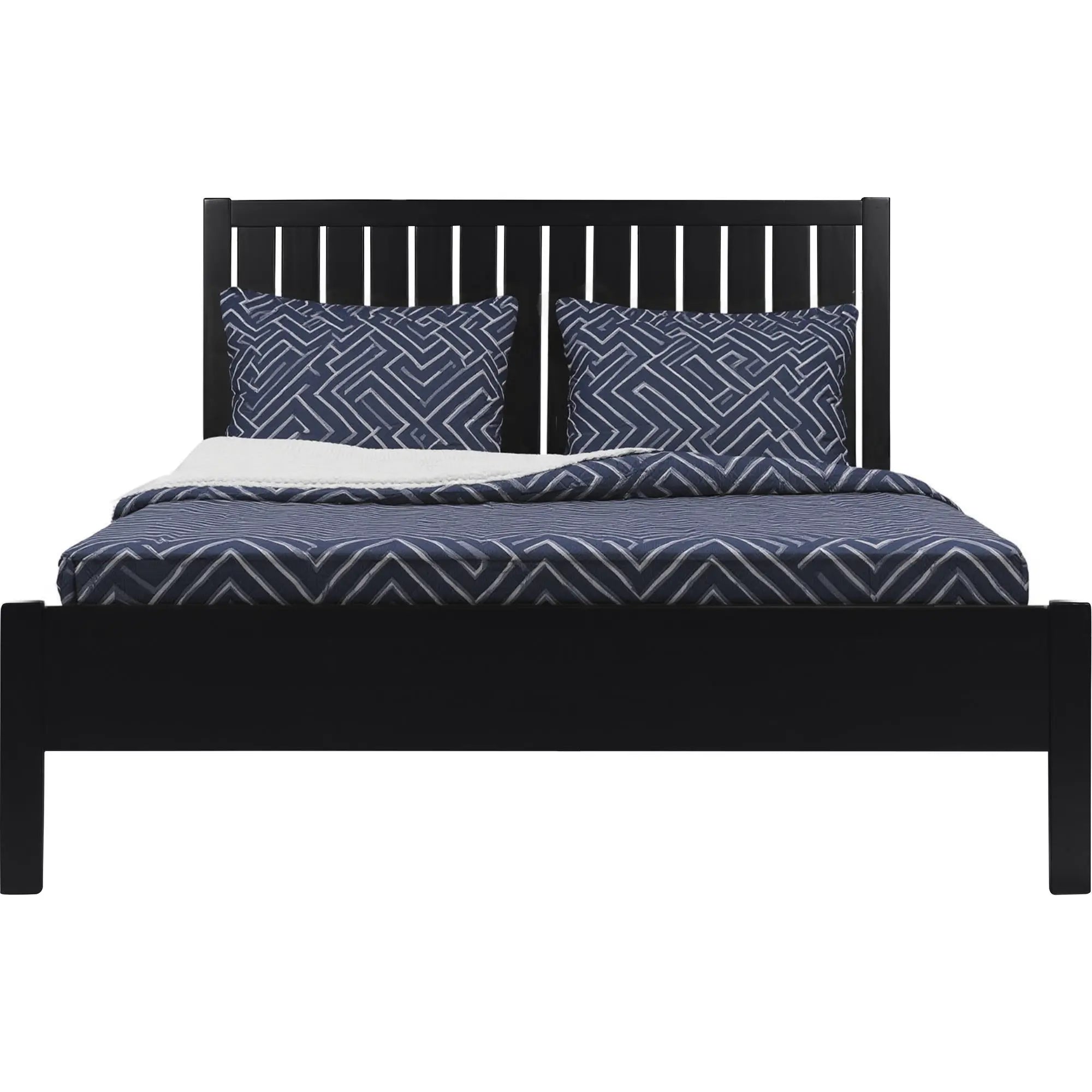 Black Solid Wood King Bed Frame Homeroots Bed & Bath