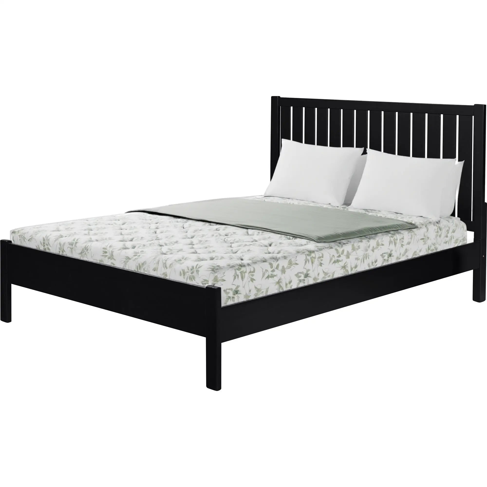 Black Solid Wood King Bed Frame Homeroots Bed & Bath