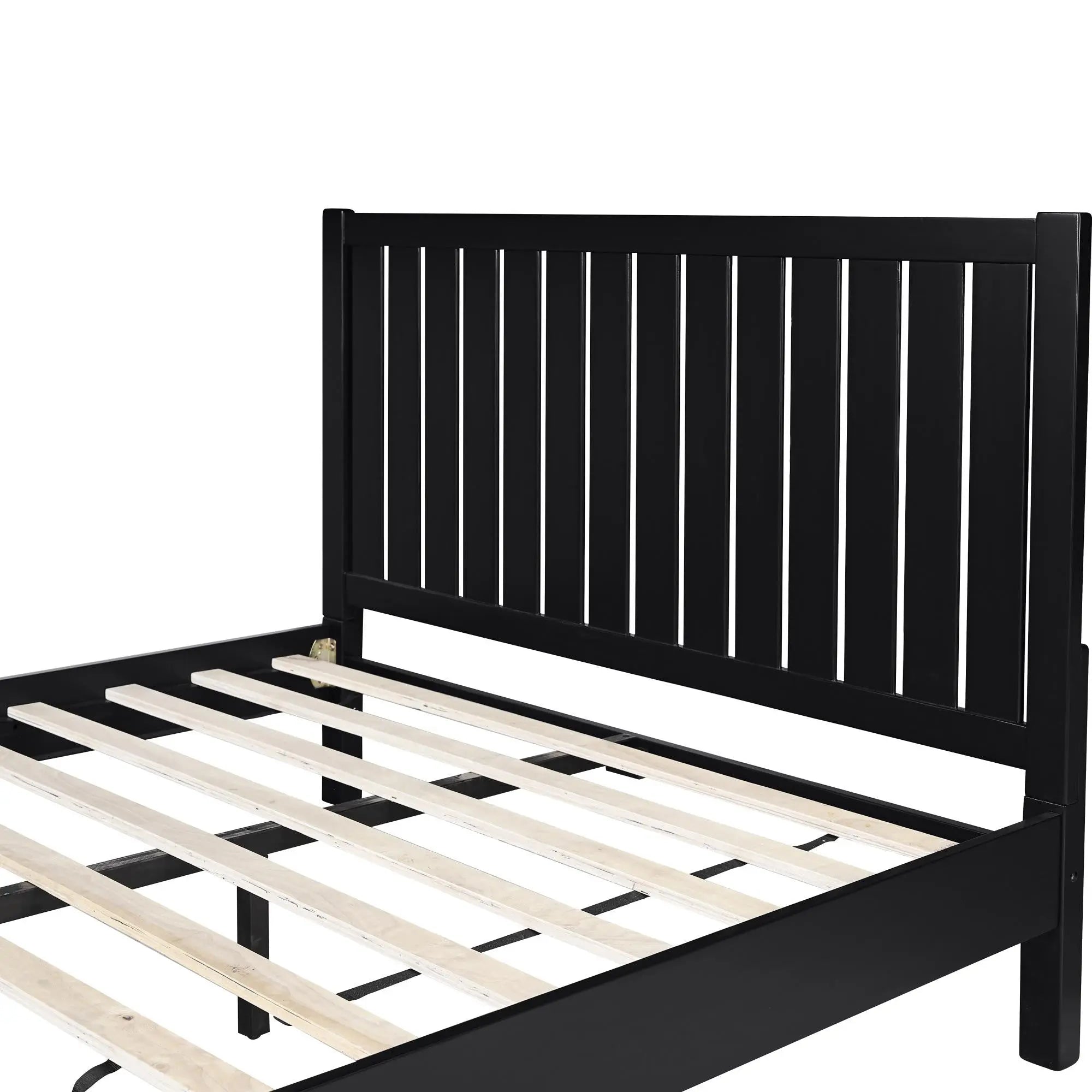 Black Solid Wood King Bed Frame Homeroots Bed & Bath