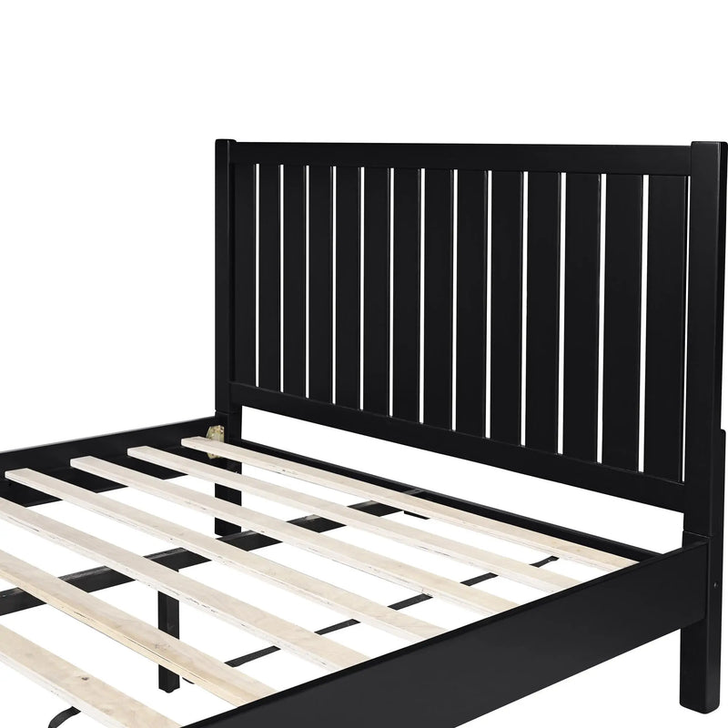 Black Solid Wood King Bed Frame Homeroots Bed & Bath