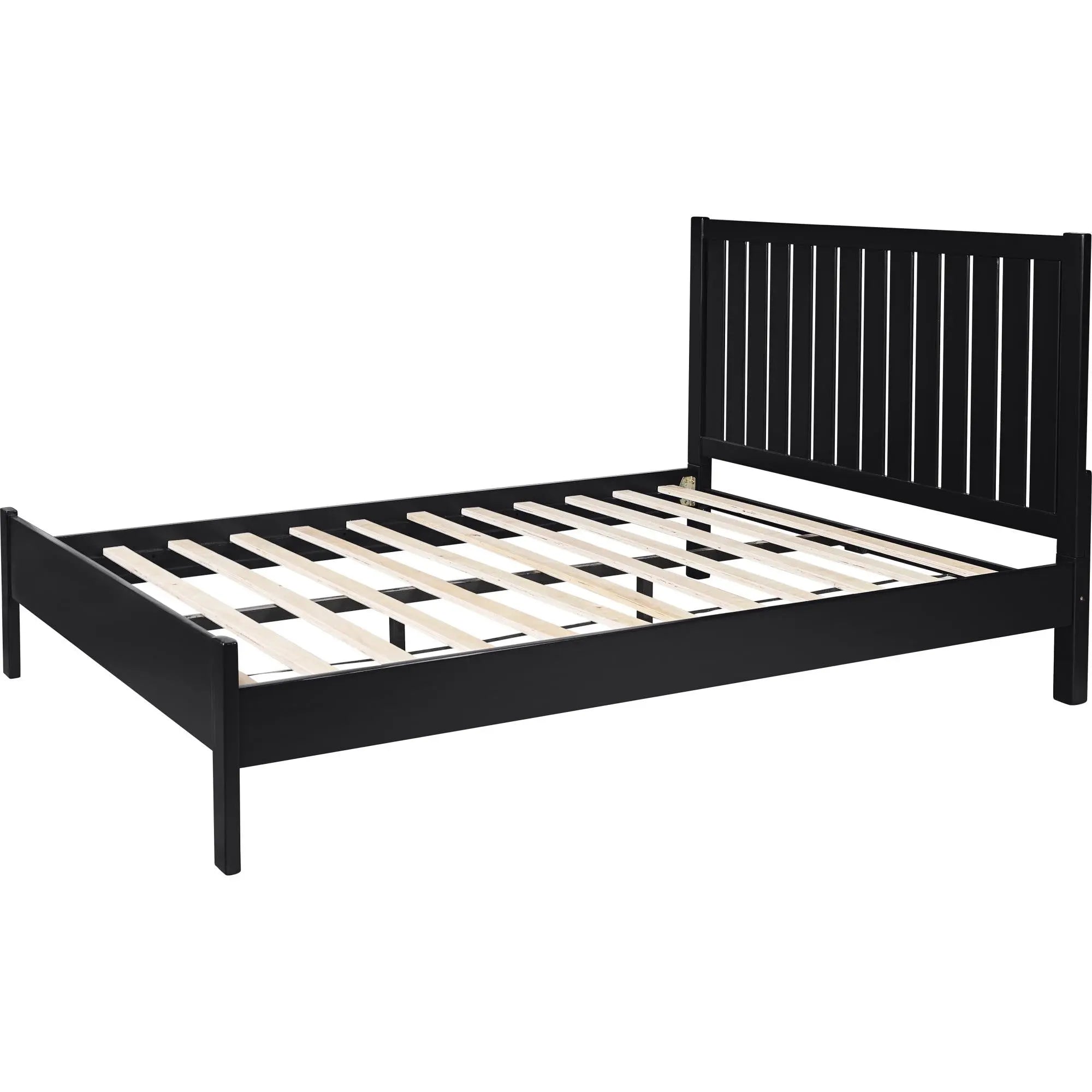 Black Solid Wood King Bed Frame Homeroots Bed & Bath