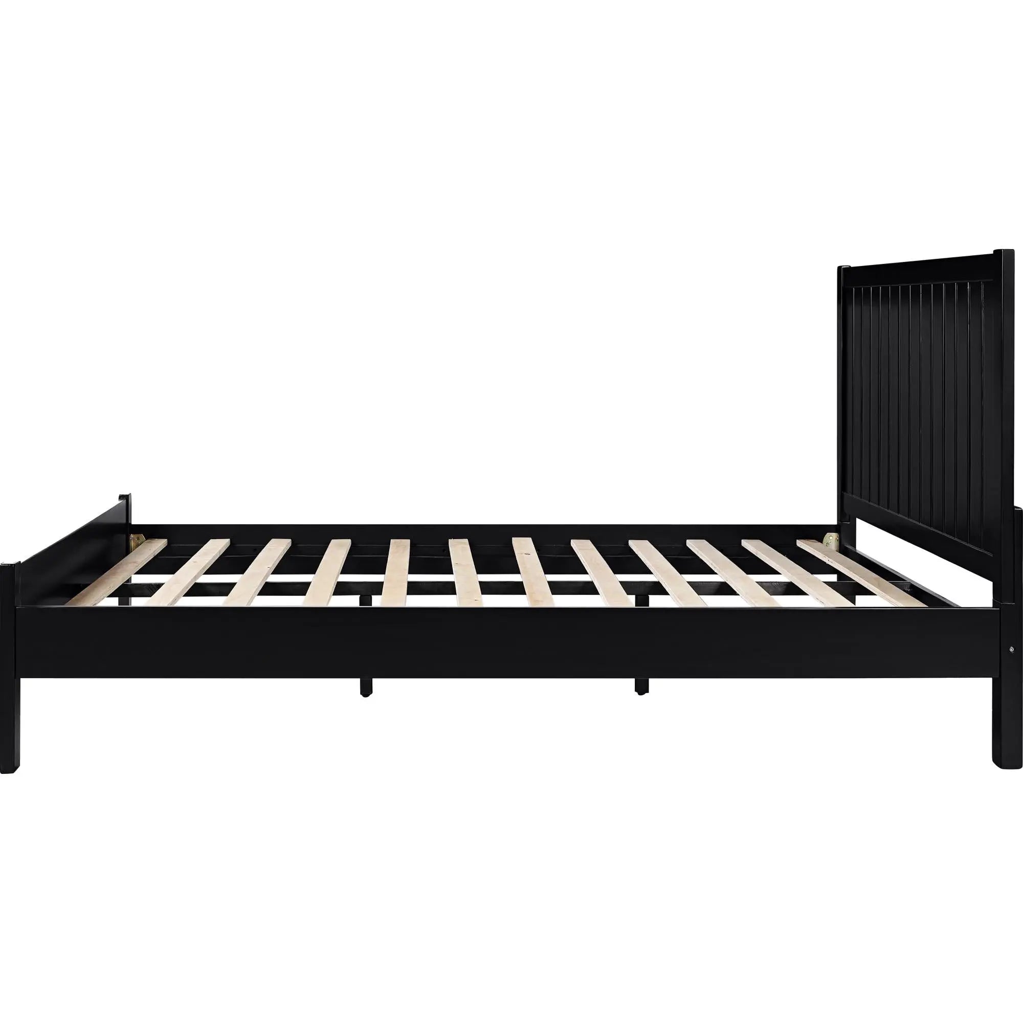 Black Solid Wood King Bed Frame Homeroots Bed & Bath