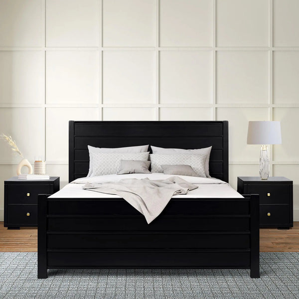 Black Solid Wood Queen Bed Frame Homeroots Bed & Bath