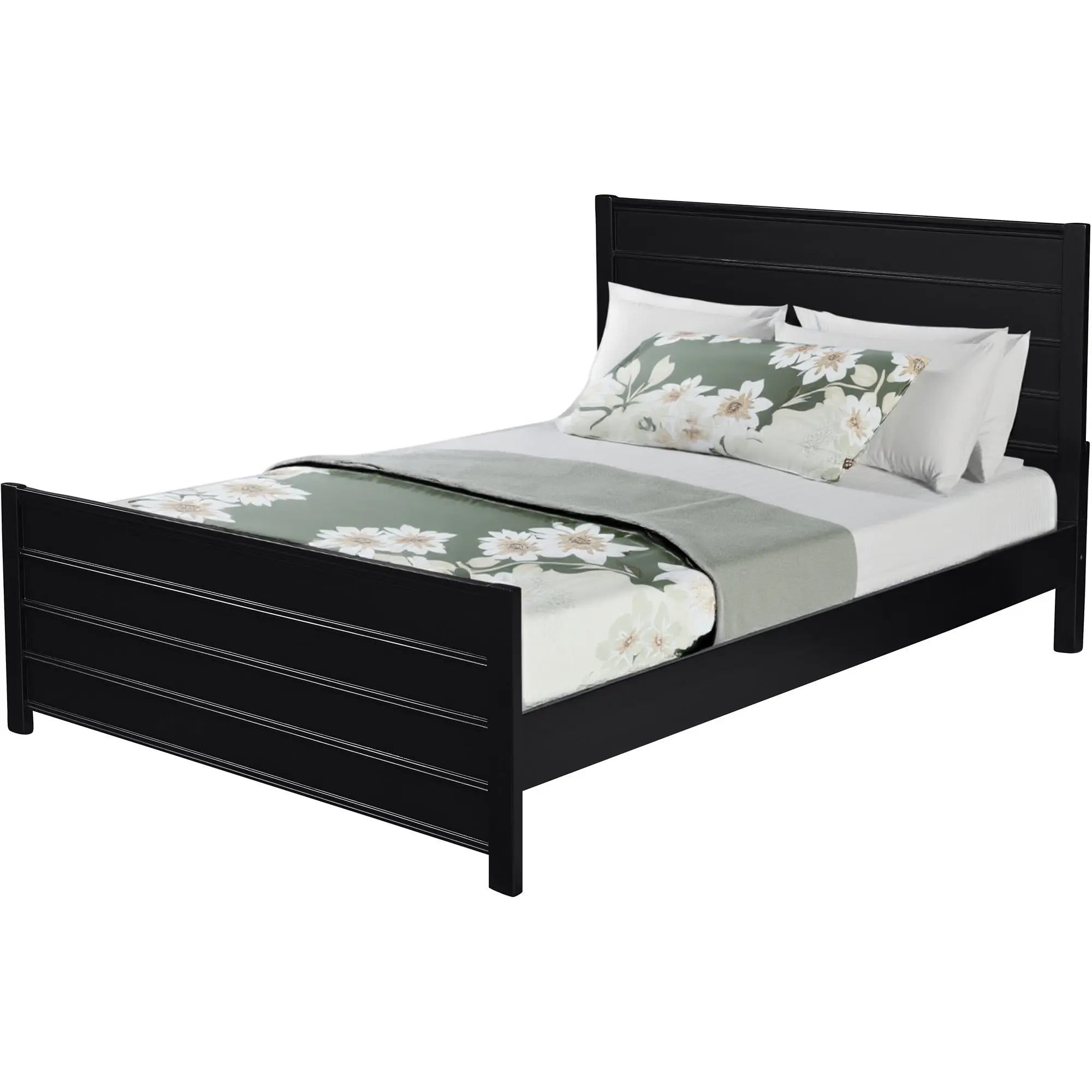 Black Solid Wood Queen Bed Frame Homeroots Bed & Bath