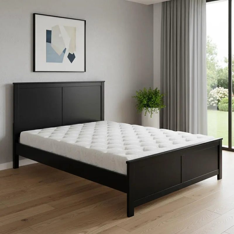 Black Solid Wood Queen Bed Frame Homeroots Bed & Bath
