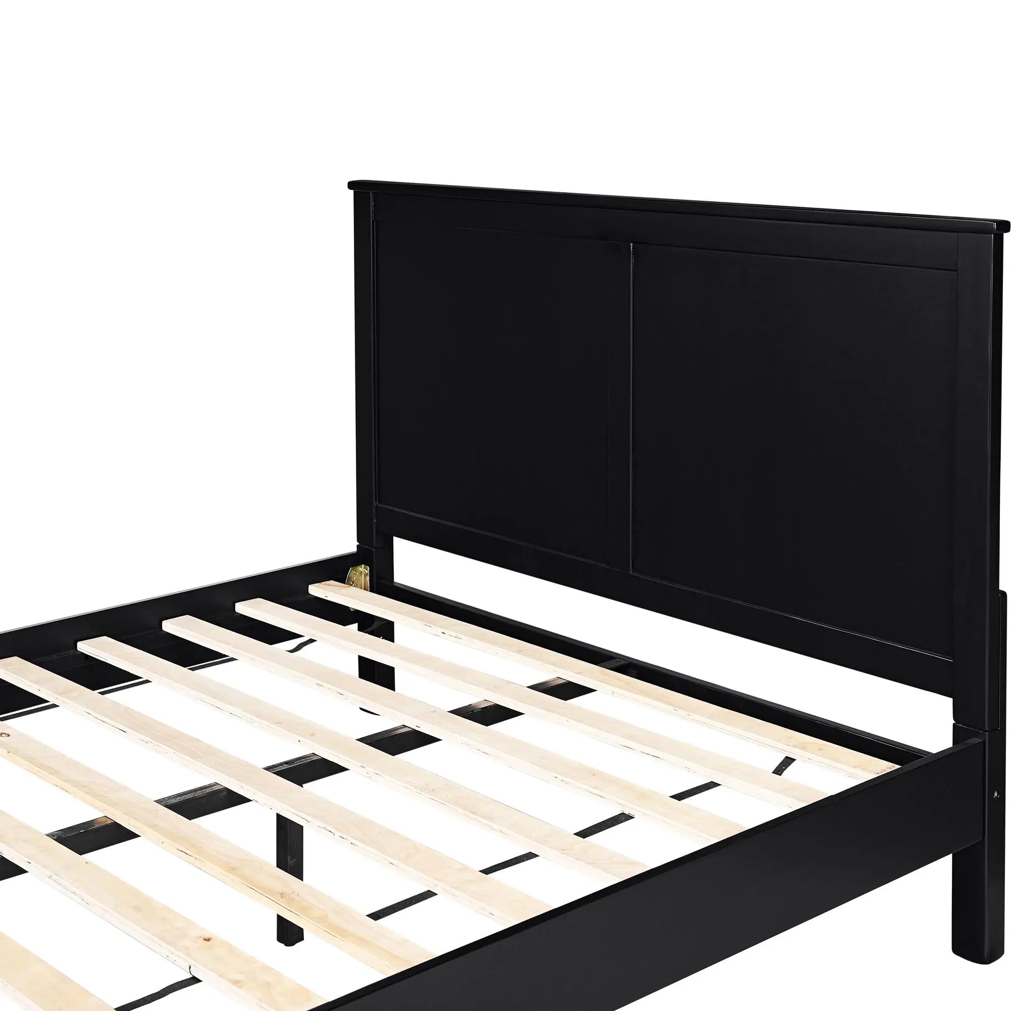 Black Solid Wood Queen Bed Frame Homeroots Bed & Bath