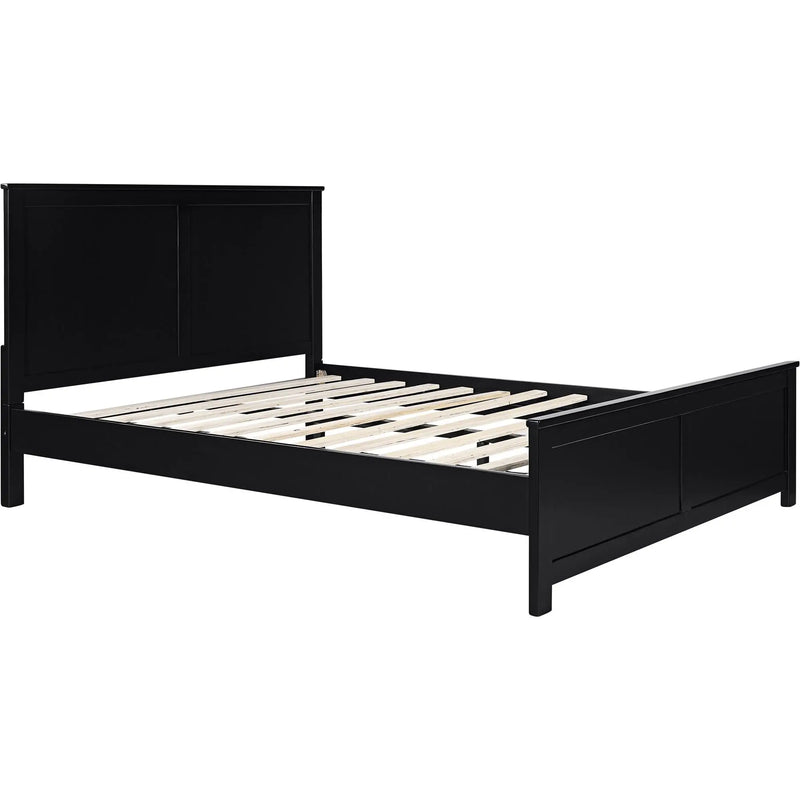 Black Solid Wood Queen Bed Frame Homeroots Bed & Bath